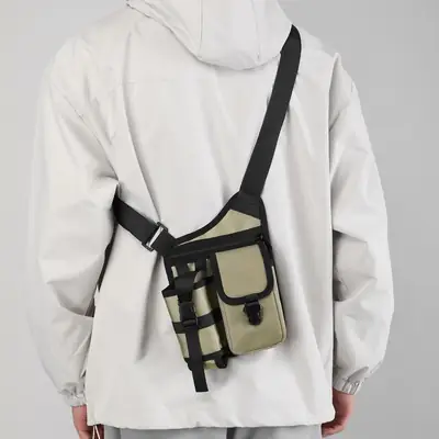 Tactical Shoulder Bag Olive Green Multi Pocket Travel