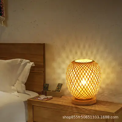 Zen Bamboo Table Lamp for Bedroom & Living Room