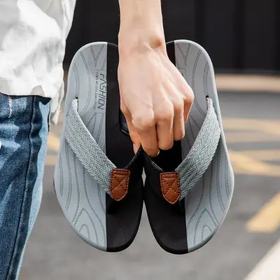Men's Fashion Flip Flops Grey Black Summer Non-Slip