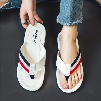 Men's White Red Blue Casual Flip Flops Summer