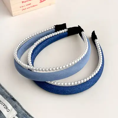 Pearl Blue Double Layered Headband for Women