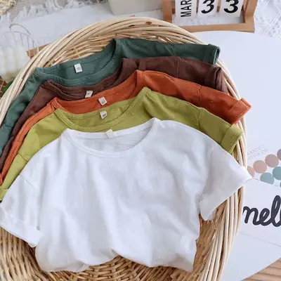 Brown Round Neck Casual T-Shirt for Boys Girls