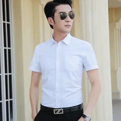 Men's Black Short Sleeve Business Shirt 2024