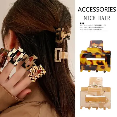 Geometric Hollow Acetic Acid Plate Hairpin Top Clip