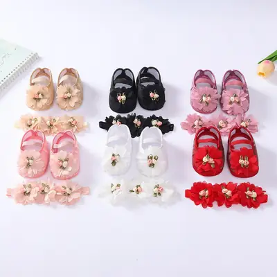 Soft bottom baby shoes 2024 new baby shoes 0-1 year old newborn princess toe strap suit matching dress shoes