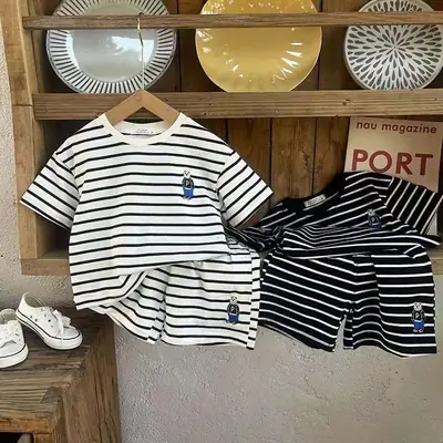 23 New Kids Striped Shorts T-Shirt Set Summer Two-Piece