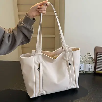 Women's Large Capacity Grey Nylon Tote Bag