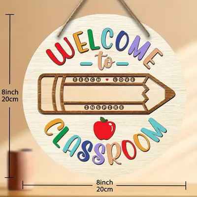 in stock Cross-border Back to School Season Wooden Welcome to Classroom Listing Welcome to Logo Creative House Display