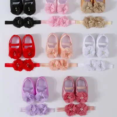 2025 New Soft Sole Baby Shoes Baby Shoes 0-1 Year Old Newborn Princess Shoe with suit Match Dress Shoes