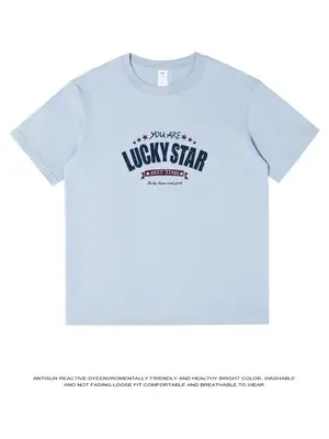 American Trend Letter Short Sleeve Men's 230g Cotton Top