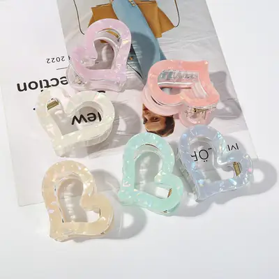 Half-Tied Hair Heart Hairpin with Acetic Acid