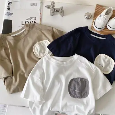 Boys Short Sleeve T-Shirt White Hip Hop Print Summer Wear