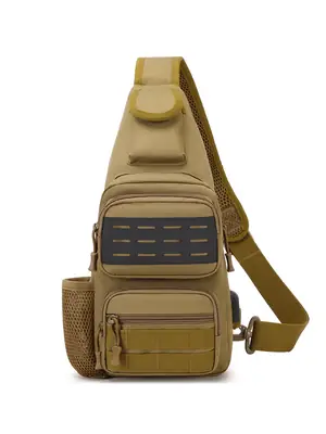 Men's Military Style Sports Chest Bag Tan Large Capacity