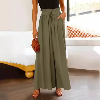 Women's Lavender Wide Leg Elastic Waist Skirt