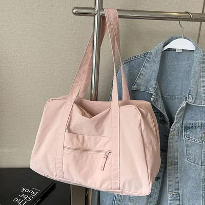 Black Korean Style Nylon Handbag for Women
