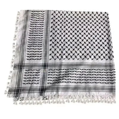 Black Cotton Tassel Square Pattern Bandana