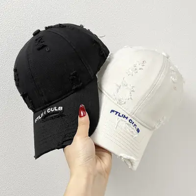 Women Pure Cotton Letter Embroidered Cap Black