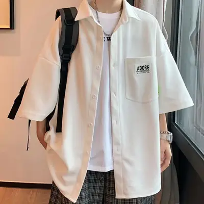 Men's 2024 White Waffle Short Sleeve Shirt with Hat