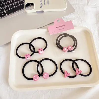 Sweet Pink Heart Hair Bands 2-Pack for Women