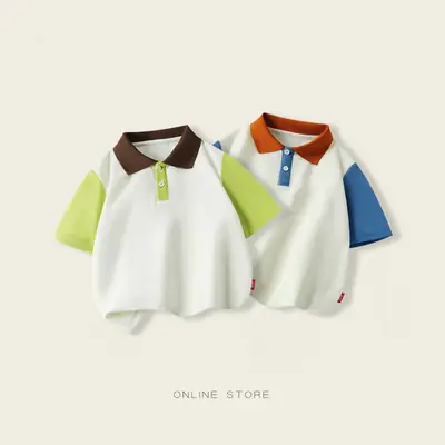 Boys Polo Shirt White Green Short Sleeve 2025