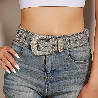 Women's Rhinestone Wide Belt Decoration European American Style