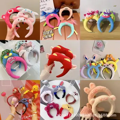 Plush Bear Hairbands for Women Autumn Winter Non-Slip