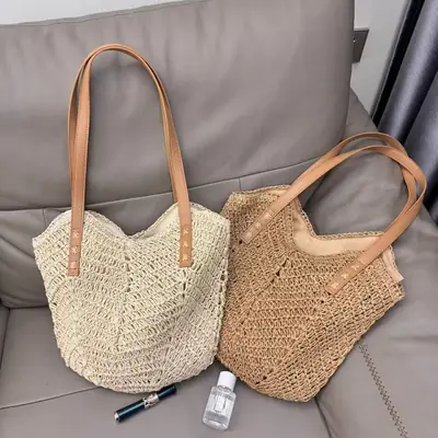 Women's Straw Woven Shoulder Bag Large Capacity Beach Travel