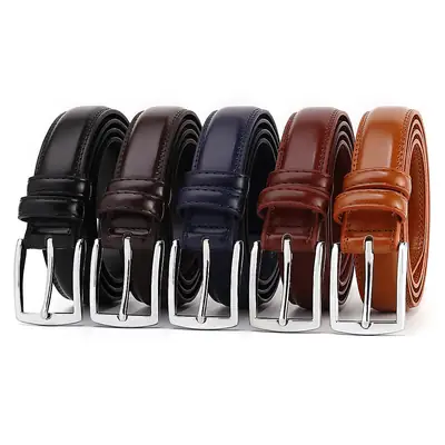 Men's Brown Leather Belt with Silver Buckle