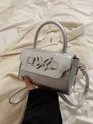 Silver Butterfly Bow Shoulder Crossbody Bag