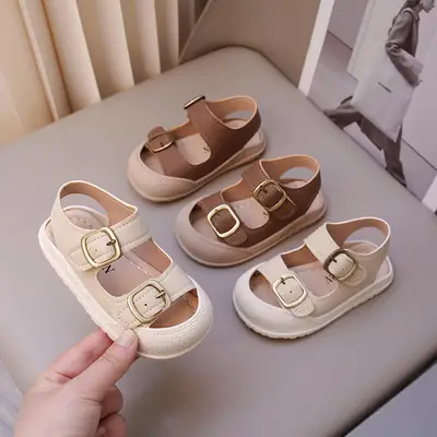 Boys' Baby Soft-Soled Toddler Shoes with Toe Protection and Anti-Kick Design, Beach Sandals for Ages 0-1-3, Summer Style