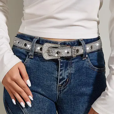 Rhinestone Belt Women's Ins Style Thin Belt Decoration