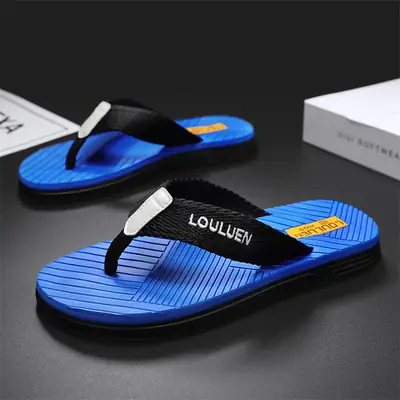 Men's Blue Foam Beach Flip Flops with Non-Slip Sole