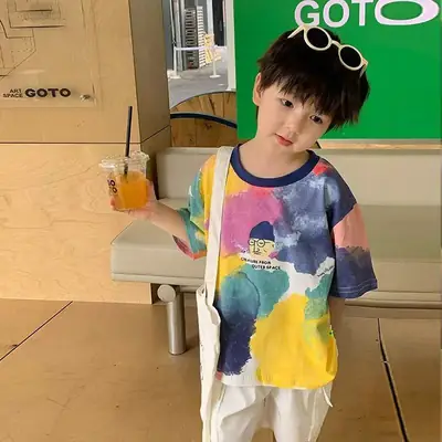 Kids Tie-Dye Printed T-Shirt Boys Summer Wear