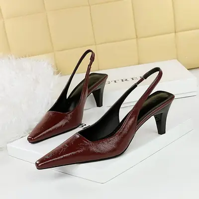Women Brown Crocodile Heel Mules
