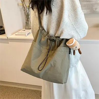 Women's Canvas Shoulder Bag Large Capacity Tan