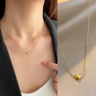 Gold Heart Necklace for Women Collarbone Chain 2024