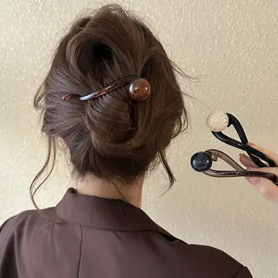 Women's Pearl Hair Clip for Back of Head Twist Style