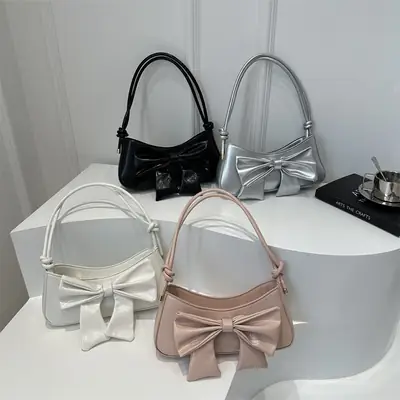 White Bow Shoulder Bag for Women 2024