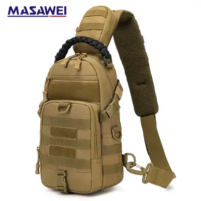 Men's Tactical Crossbody Bag Tan Multi-Purpose Backpack