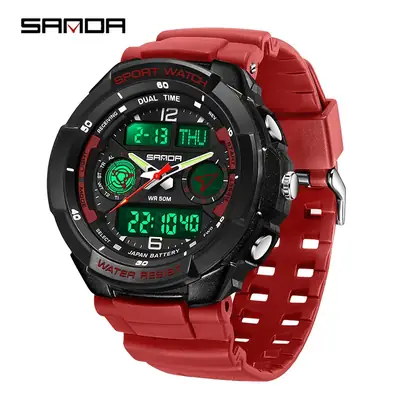 Sanda Waterproof Sports Watch Green Digital Display