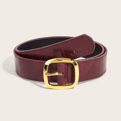 Women's Vintage Belt with Gold Buckle Maroon