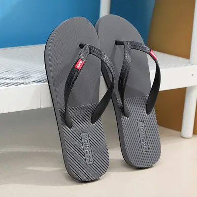 Men's Grey Non-Slip Flip Flops Summer Wear