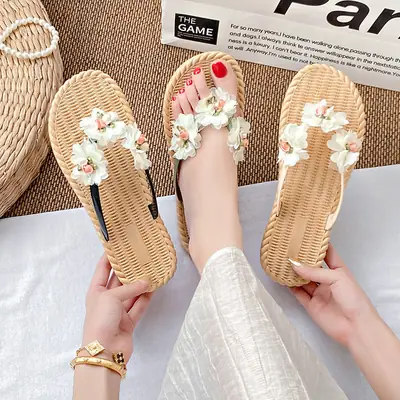 Women's Floral Flower Flip Flops Summer Slipper