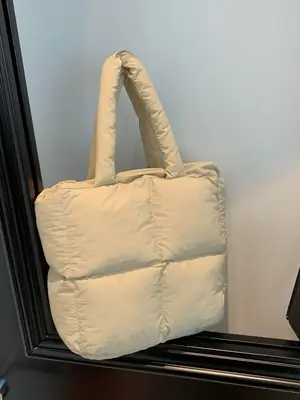 Women's White Down Cotton Shoulder Bag 2026