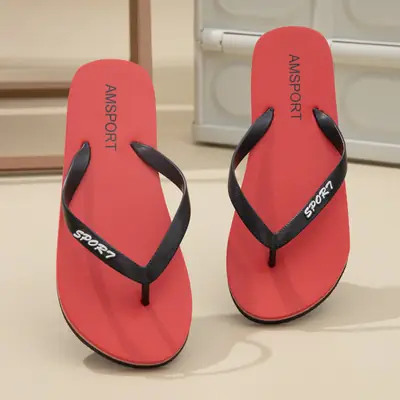 Men Red Casual Flip Flops Summer Beach Slippers