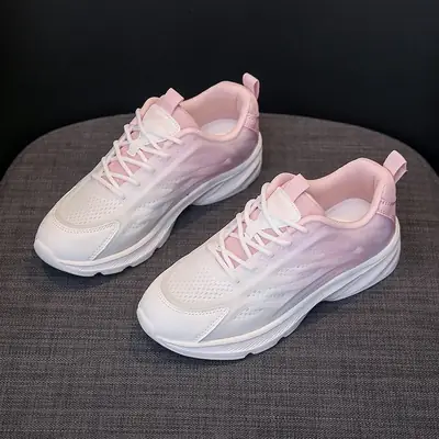 Women Running Shoes White Mesh Lightweight Shock Absorbing