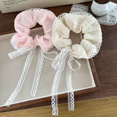 Lace Hair Bands for Women Pink White White