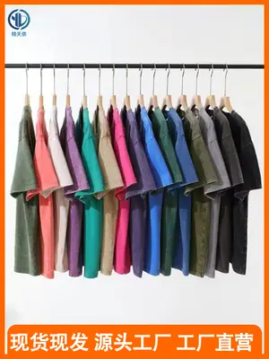 Men Pure Cotton Vintage Round Neck T-Shirt Black
