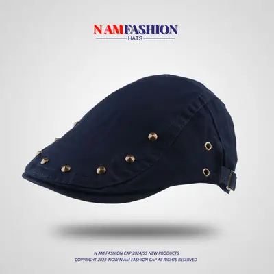 Vintage Brown Rivet Hat for Women Spring Summer Sunshade