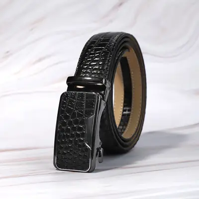 Men's Crocodile Belt Black Automatic Buckle 2026
